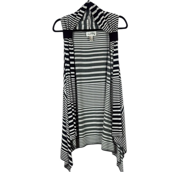 Joseph Ribkoff Monochrome Striped Sleeveless Open Cardigan Size 14 - Picture 1 of 11